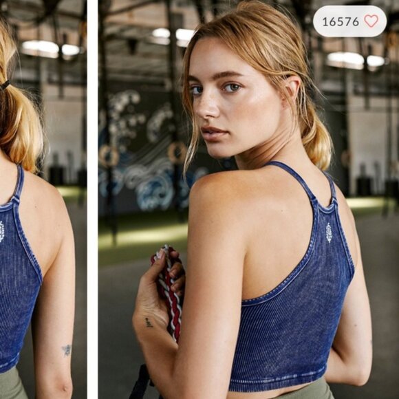 Free People FP Movement Happiness Runs Crop Tank M/L Deepest Navy - Picture 2 of 4